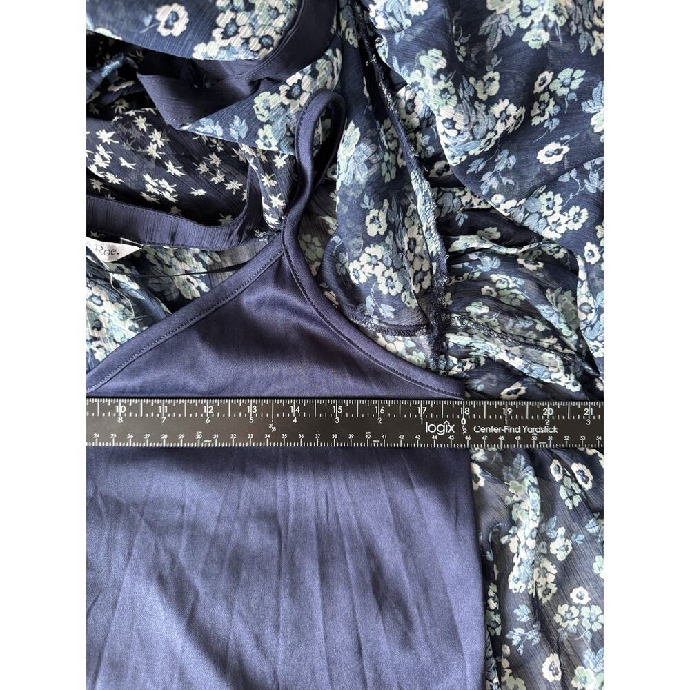 Ophelia Roe Floral Babydoll Dress Blue Sheer Boho Flowy M Cottagecor Tunic - Picture 9 of 9